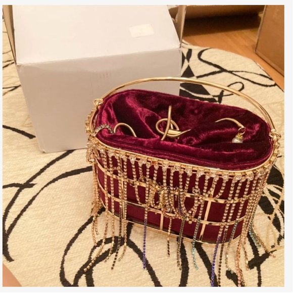 Tassel & Rhinestone Drawstring Bucket Bag - Picture 2 of 7